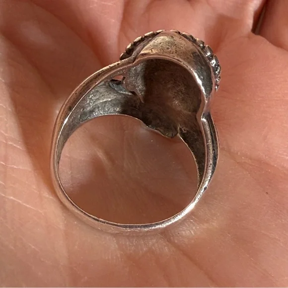 Antique Art deco 1920’s Sterling silver art Nouveau Flapper Face Ring - Picture 8 of 17